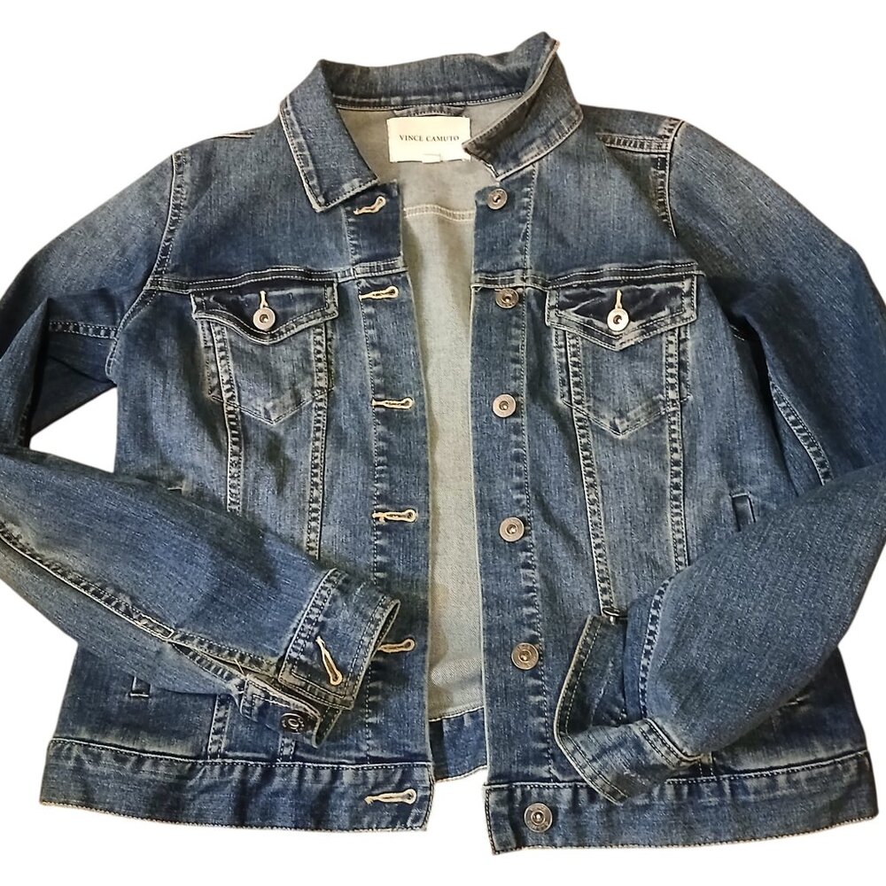 VINCE CAMUTO Blue Jean Jacket S - Picture 13 of 15